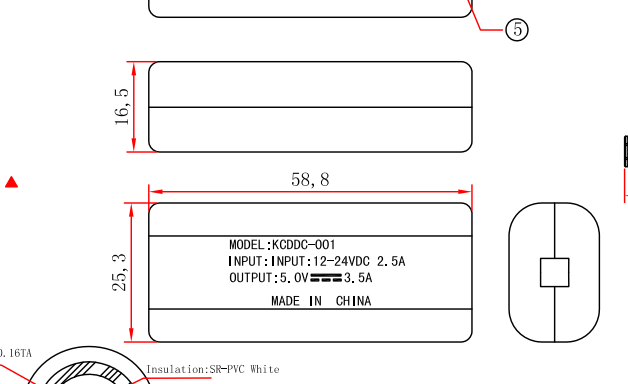 Dessin dimensionnel du convertisseur de puissance